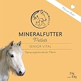 Annimally Senior Mineralfutter Pferde getreidefrei - Ergänzungs Pferdefutter für Senior Pferde mit Vitaminen, Mineralstoffen und Spurenelementen, wie Zink, Selen, Omega 3 & Jod (3 kg Eimer)