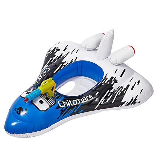Chitomars Schwimmring Kinder mit Wasserpistole, Aufblasbarer Flugzeug Schwimmreifen Kinder Schlauchboot Schwimmring Kleinkind Schwimmhilfe Schwimmsitz für Kinder von 3-10 Jahre
