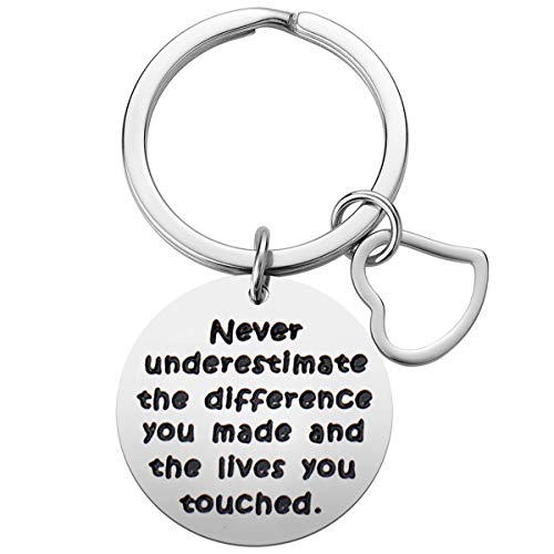 Jvvsci Never Underestimate The Difference You Made and The Lives You Touched Schlüsselanhänger, inspirierend, motivierend, Schmuck, Dankeschön Cover