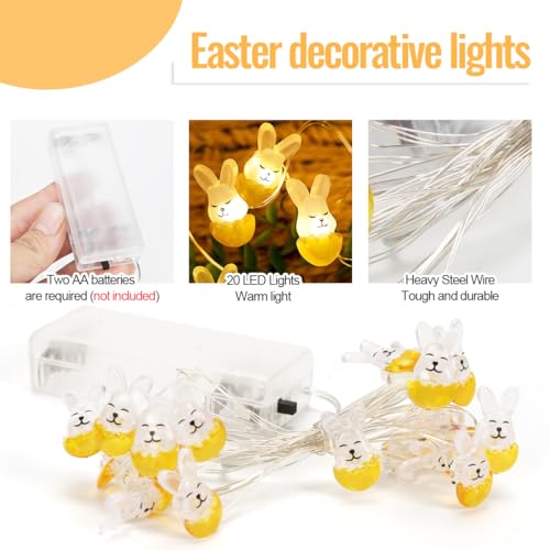 Wishstar Hasen Lichterkette 220cm, Ostern Lichterkette, Bunny Led Osterbeleuchtung, Osterdekoration Lichterkette, Led Osterbeleuchtung, Osterdeko Innen