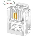 TECH-X-30pcs-Telephone-Plug-2-Pin-RJ11-6P2C-Modular-Plug-Telephone-Phone-Connector-Crystal-Head-Plug-Network-Connector-62-Telephone-Cord-Connector-Adapter-Crimp-Two-core-Cable-RJ-11-Plug