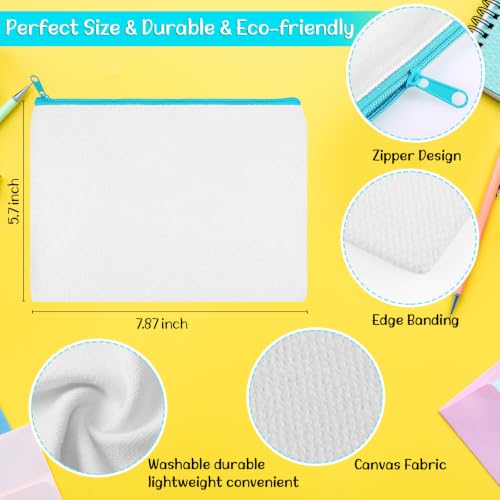 Image of Shappy 40 Pcs Canvas Zipper Pouch Bags Pencil Pouch Bulk Canvas Makeup Bags Blank Pencil Case Cotton Cosmetic Case for Travel DIY Craft (7.87 x 5.70 Inches,M,White)