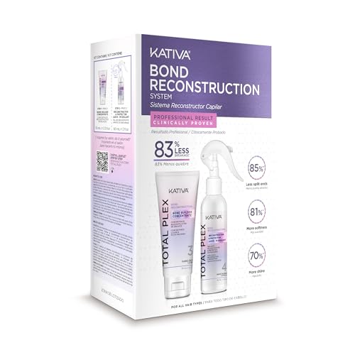 KATIVA – Kit di riparazione Total Plex Bond | Concentrato ricostruttore 70 ml + Sigillante 60 ml | Trattamento professionale con complesso Nano-Bond al 10% | Riparazione, forza e lucentezza