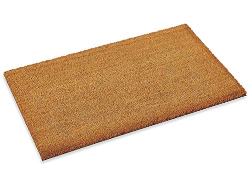 Onlymat Natural Coir Solid Brown Rectangular Door Mat, Waterproof, Low Profile All-Purpose Entryway Rug Quickdry with Anti-Slip Rubber Backing for Ind