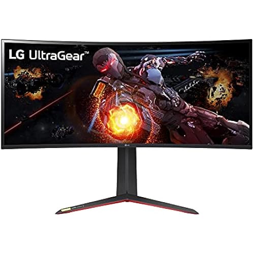 LG 34GP950G-B 34 Inch Ultragear QHD (3440 x 1440) Nano IPS Curved Gaming Monitor with 1ms Response Time and 144HZ Refresh Rate and NVIDIA G-SYNC Ultimate with Tilt/Height Adjustable Stand - Black