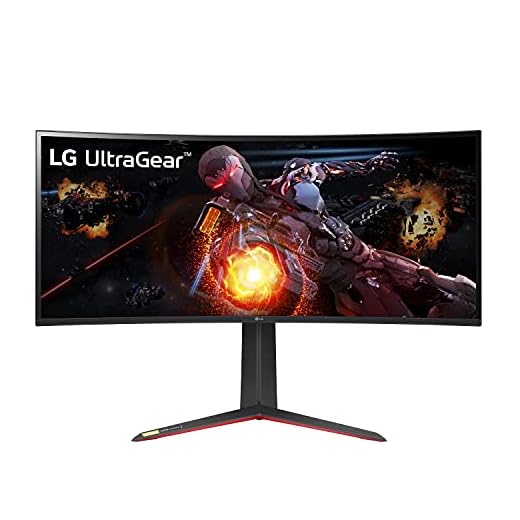 LG 34GP950G-B 34 Inch Ultragear QHD (3440 x 1440) Nano IPS Curved Gaming Monitor with 1ms Response Time and 144HZ Refresh Rate and NVIDIA G-SYNC Ultimate with Tilt/Height Adjustable Stand - Black