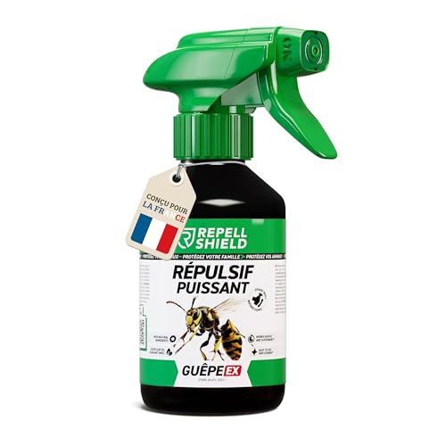 RepellShield® Spray Anti Guepe pour Piscine, Toiture, Jardin -250ml- Non Tachant - Barrière Répulsive à Base de Plantes, Citronnelle et Géraniol - Anti...