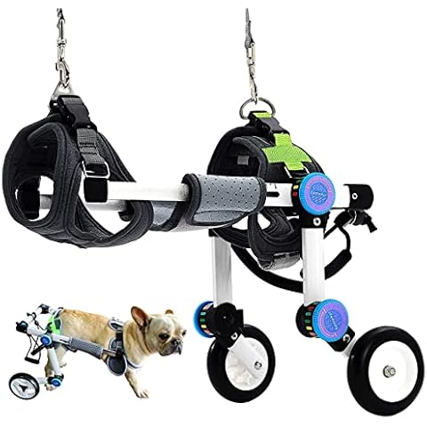 HobeyHove Adjustable Dog Wheelchair,Fordable Dog Wheelchair for Back Legs,Assist Small Pets with Paralyzed Hind Limbs to Recover Their Mobility Two Colour 5-Size (XS White) Cover