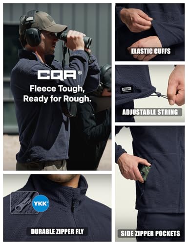 Image of CQR Men's Full-Zip Tactical Jacket, Soft Warm Military Winter Fleece Jackets, Outdoor Coats with Zipper Pockets