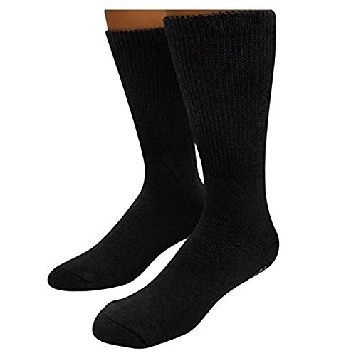 Personal Touch Diabetic Socks Unisex Non Skid Hospital Loose Fitting Slipper Socks With Gripper Bottoms 3 Pack Gripper socks (Black, 13-15)4