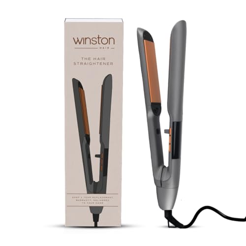 Image of WINSTON Hair Straightener with Titanium Ceramic Plates, Adjustable Temperature Auto Shut-Off, Digital Display, All Hair Type - 1 Year Warranty