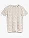 Cable Stitch Women's Ripple Stitch Short Sleeve Sweater - Crewneck Pointelle Knit Cotton Pullover Top (Small, Taupe)