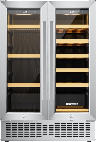 Image of Honeywell 24 Inch Dual Zone Compressor Wine Cooler Refrigerator & Beverage Cooler,Large Freestanding Wine Cellar For Red,White,Champagne or Sparkling Wine,Digital Temperature Control,Stainless Steel