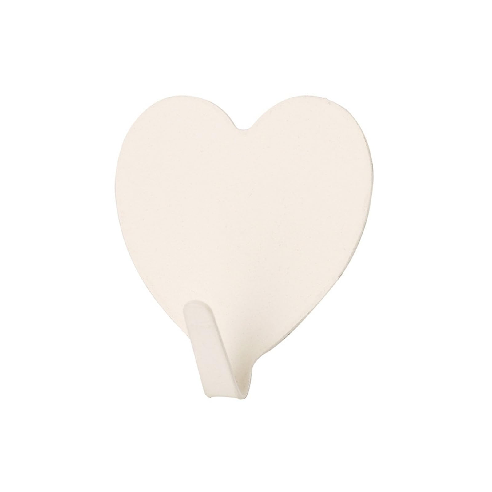 HRXEXSBAM 2/4PCS Heart Shape Stainless Steel Self Adhesive Hooks, Decorative Key Hanger for Kids Room Home Decor(White Hooks,4pcs)