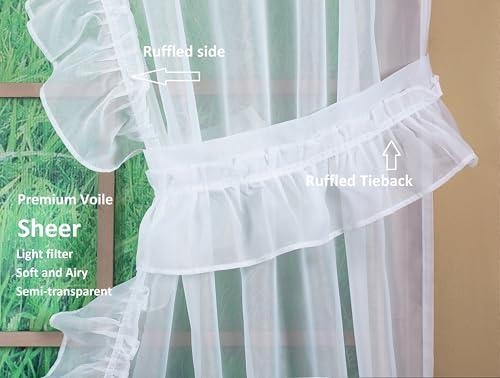 Image of Today's Curtain, Emelia Priscilla Sheer Pair 96 inch W x 84 inch L, White, 5-Piece-Set