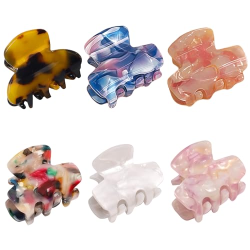 Aucuu Haarklammer Klein 6 Stück Schildpatt Haarklauenclips Rutschfeste Haarspange Small Hair Clip Haarspangen Damen für Dünnes Dickes Haar Haarstyling-Zubehör für Frauen Mädchen