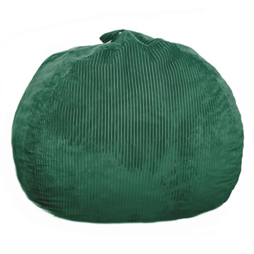 Image of Bean Bag Chair, 4FT Round Memory Foam Filled Bean Bag for Teens & Kids, Ultra Soft Faux Fur Fabric Bean Bag Chairs for Playroom, Living Room, Bedroom, Dark Green