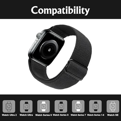 Image of Arae Stretchy WatchBand Compatible for Apple Watch Band 49 /45 /44 /42 /41 /40mm /38mm Comfortable Adjustable Sport Band for iWatch Series 10 9 8 7 6 5 4 SE 3 2 1 Women Men