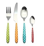 ANNOVA 24PCS Flatware Set Colored - Stainless Steel Silverware/Cutlery with Color Handles - 6 x Dinner Forks, 6 x Table Knives, 6 x Tablespoons, 6 x Teaspoons - Service for 6 (Mix Color, 24 Pieces)