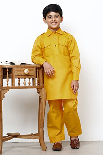 Image of Pro-Ethic Style Developer Kids Ethnic Wear Cotton Pathani Suit for Boys|Plain Kurta Pajama