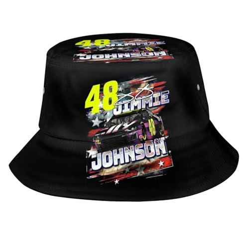 YFTRC Jimmie Johnson 48 Bucket Hat Foldable Summer Travel Wide Brim Beach Sun Cap Hiking Fisherman's Hat Unisex