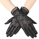 BABEYOND Floral Lace Gloves Vintage Opera Gloves for Women Classic Wedding Gloves Stretchy Gloves 1920s Vintage Costumes(C Black)