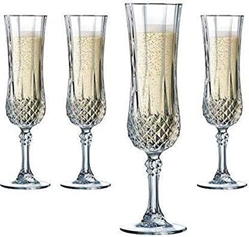 Image of Elegant and Stylish Long Champagne Wine Glasses, Compatible as Champagne Glasses with Stem Stylish and Unique Wine Glasses, Vintage Design Long Champ 155 ML (Set of 02)