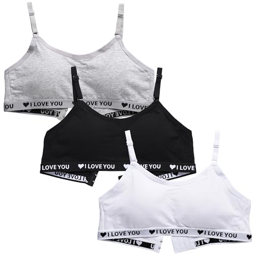 Bysion Reggiseno da Allenamento Senza Cuciture per Ragazze Cotone Adolescenti Bambine Sportivo Intimo con Fisso Torace Pastiglie e Spallacci Regolabili per 10-16 Anni
