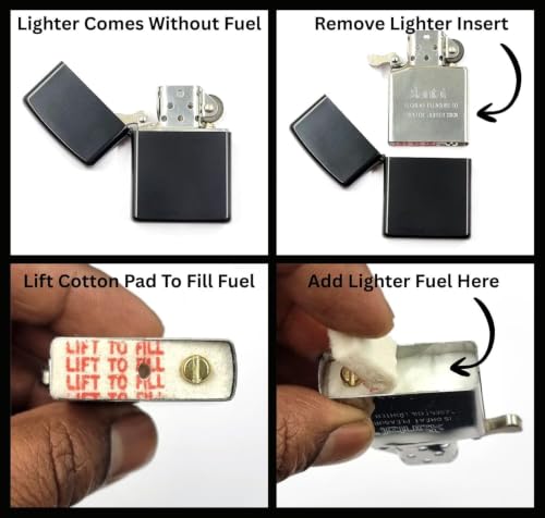 Image of This refillable Pocket Lighter is Crafted with a Durable Metal Body and Designed for Reliable Ignition Even in Windy Conditions. Operating on Oil Fuel (Matte Black)