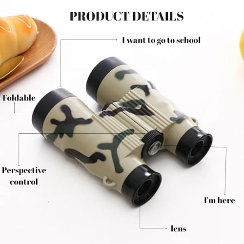 Image of Army Style Binocular Toy for Kids | with Compass & Neck String Bird Watching Shockproof, Lightweight Indoor Outdoor Telescope Toys for Boys and Girls Birthday Gift Educational Learning Item