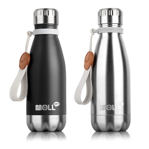 Image of 9 oz Stainless Steel Vacuum Insulated Water Bottle for Kids (Black-Silver)