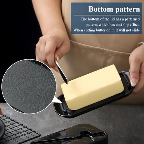 Evanda Butter Dish with Lid for Countertop and Refrigerator Door Shelf with Butter Spreader Knife, Butter Keeper, Plastic Butter Holder Tray Container for West/East Coast Butter - Image 6