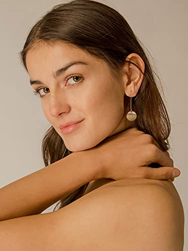 Statement Long Gold Disc Dangling Earrings Dainty Geometric Curved Hook Lightweight Circle Hanging Drop Flat Back Earrings Minimalist Jewelry For Women Gifts #TOP1