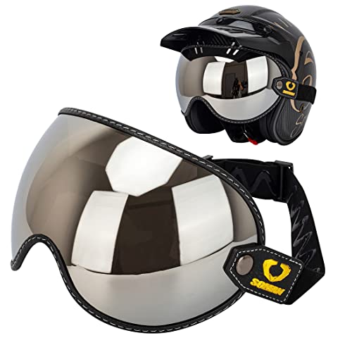 青色ミラー フルフェイスゴーグル 収納袋付き 楽天市場】ゴーグル バイク（シールド｜ヘルメット用