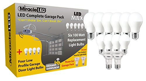MiracleLED 604253 Rough Service Ultimate LED Three Car Complete Garage Lighting Pack, Home Renovation/Makeover Made Simple, 12pk, 12 Piece, Multi