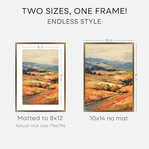 Image of Homeforia 10x14 Bronze Picture Frame, High End Metal 10x14 Brass Frame with Mat 8x12, 10 x 14 Poster Frames Matted to 8 x 12 inch Photo, 10 by 14 Bronze Thin Frames, Tempered Glass, Wall Kit, Set of 3