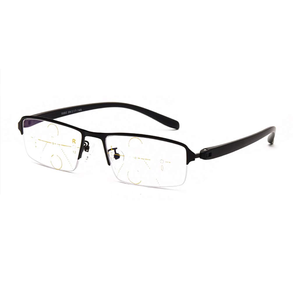 RXBFD Okulary z filtrem niebieskiego światła, które blokują progresywne wielowogniskowe okulary do czytania, okulary komputerowe z półobramowaną aluminiową ramką i przeciwdziałają zmęczeniu oczu blisko i dalekie czytniki