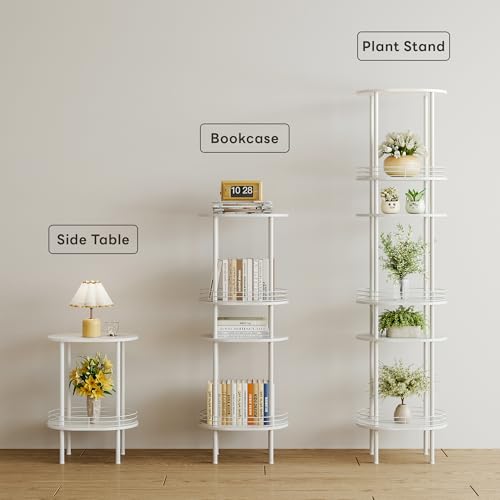 Image of Small Modern Oval Side Table with Storage,2-Tier Side Tables Living Room,Sturdy Nightstand for Small Space - Living Room, Bedroom, Bathroom, Nursery (1PC,White)