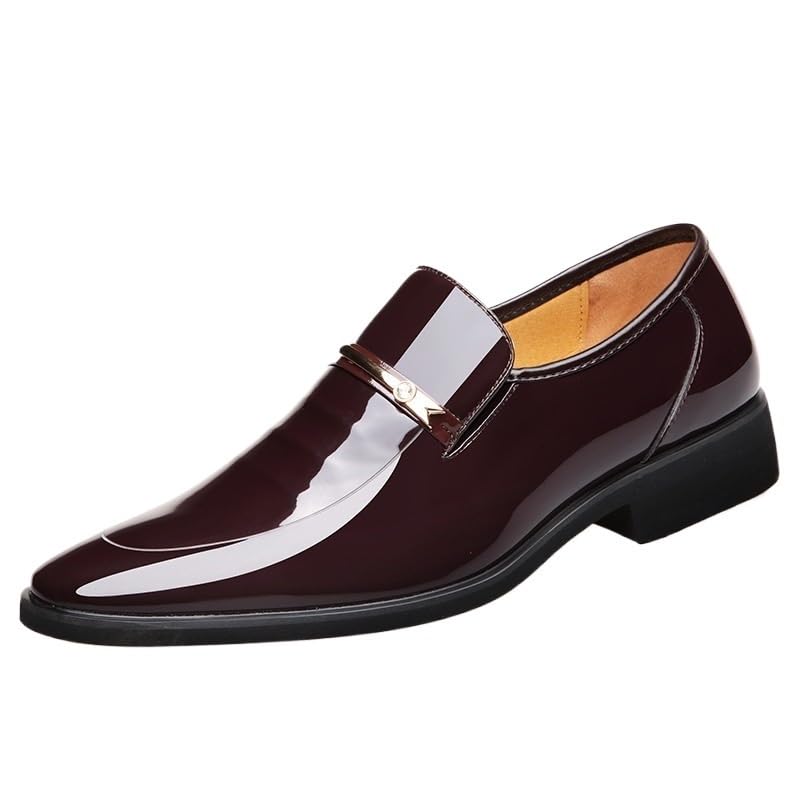 Men's Formal Oxford Shoes Block Heel Business Wedding Slip On Vegan Leather Pointed Toe - Main Image