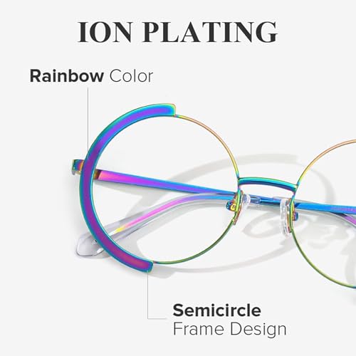 Image of Zeelool Vintage Metal Round Eyeglasses Frame for Women with Non-prescription Clear Lens ZJGM351423
