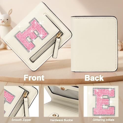 Image of Birthday Gifts for Teen Girl Kids Wallet Girl Wallets Small Initial Rfid Wallet Teen Girls Gift Preppy Stuff for Girls Beige E