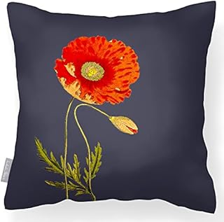 Izabela Peters® Luxury Designer Garden Outdoor Cushions | Waterproof, Filled & Breathable - Vintage Hydrangea - Grey - Perfect For Rattan Furniture, Chairs, Benches.
