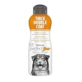 TropiClean PerfectFur Thick Double Coat Shampoo for Dogs, 16oz - Made in USA - Naturally Derived - Thick Double Coat with Deshedding Control Formula for Breeds Like Australian Shepherds & Huskies