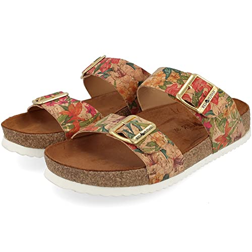 HAFLINGER Unisex Summer Genuine Leather Non-Slip Andrea Mule Sandals 819013, Cork Multi, 8 Women/6 Men