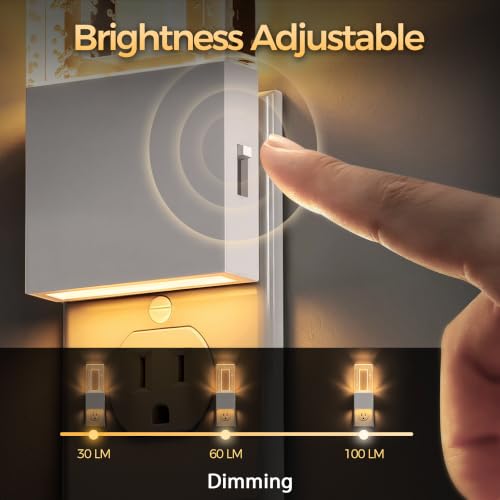 Image of DORESshop Night Lights Plug Into Wall, Bubble Acrylic Night Light | Foldable Plug Design, Dusk to Dawn Sensor, 3000K Soft White, Dimmable Nightlights for Bathroom, Hallway, Bedroom, 2 pcaks