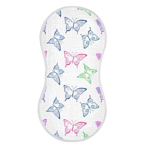 Muslin Burp Cloth for Baby 4PCS Colorful Butterflies Super Absorbent Burping Cloths, Bibs for Newborn Boys Girls3
