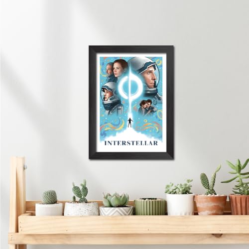Image of TenorArts Interstellar Poster Hollywood Movie Posters Vector Art Photo Frame Painting With Dark Wooden Texture (12inches x 9inches)