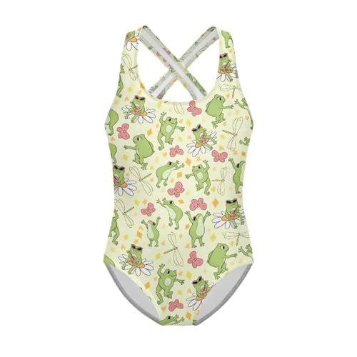Image of Girls One Piece Swimsuits Quick Dry Beach Bathing Suit Crossback Swimwear 5-14 Years