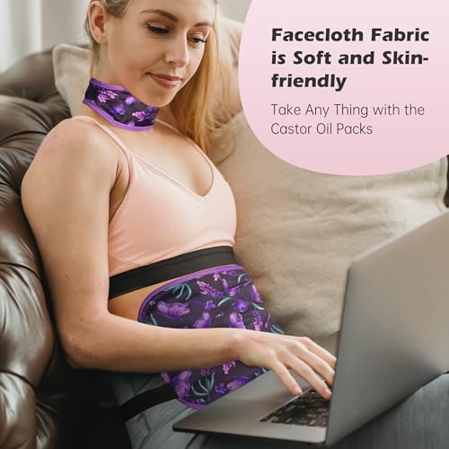 Image of Castor Oil Pack Wrap Organic Cotton 2 Pcs, Castor Oil Cold Pressed Highly Absorbent for Liver Detox, Christmas Gifts for Women, Mom, Wife, Girlfriend, Sister, Friends, Houndstoot