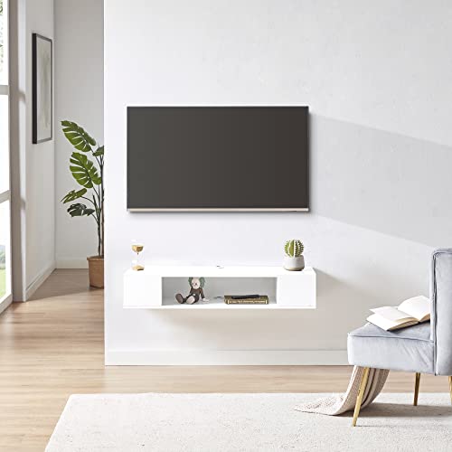 GHC Floating TV Stand, Wall Mounted Entertainment Center and Cabinet Shelf, Media Console for DVD...
